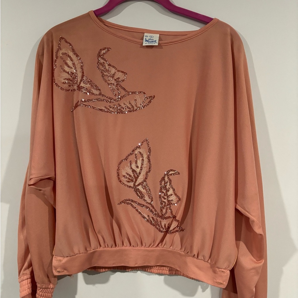 Vintage Miss Ingenue Elegant  sheer Sequin Top